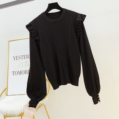 Női pulóver kerek nyakkivágással, gombokkal több színben