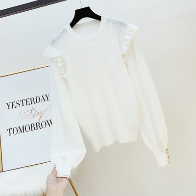 Női pulóver kerek nyakkivágással, gombokkal több színben