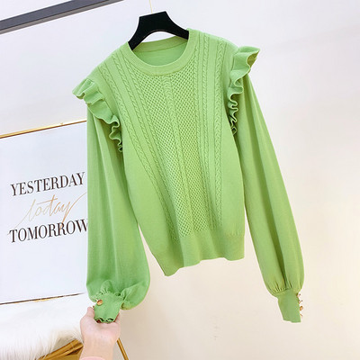 Női pulóver kerek nyakkivágással, gombokkal több színben