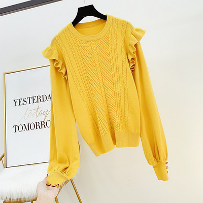 Női pulóver kerek nyakkivágással, gombokkal több színben