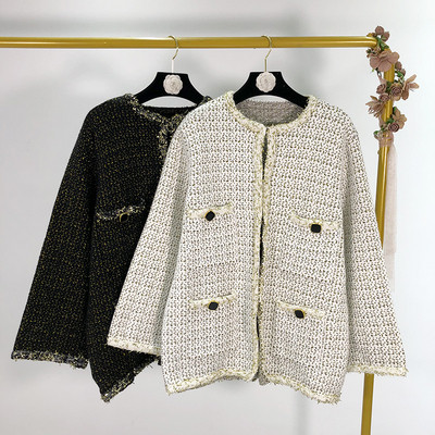 Дамско карирано сако с копчета и джобове - два цвята