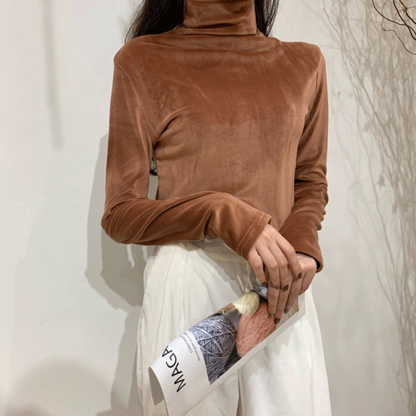 Női alkalmi bársony blúz magas gallérral több színben