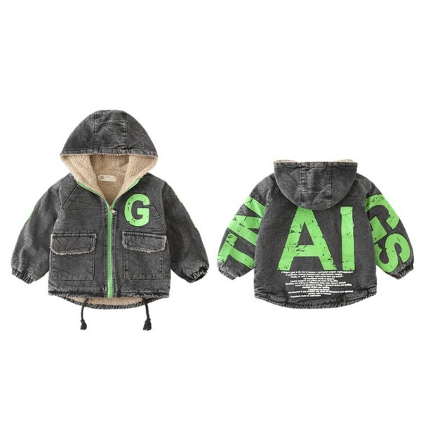 Napi gyerekkabát két színben felirattal fiúknak