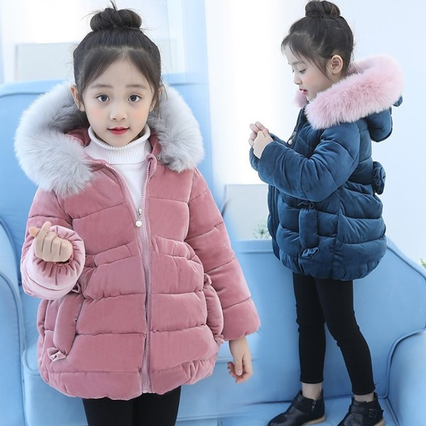 Modern, lányoknak készült gyerekkabát, két színben pehelytal