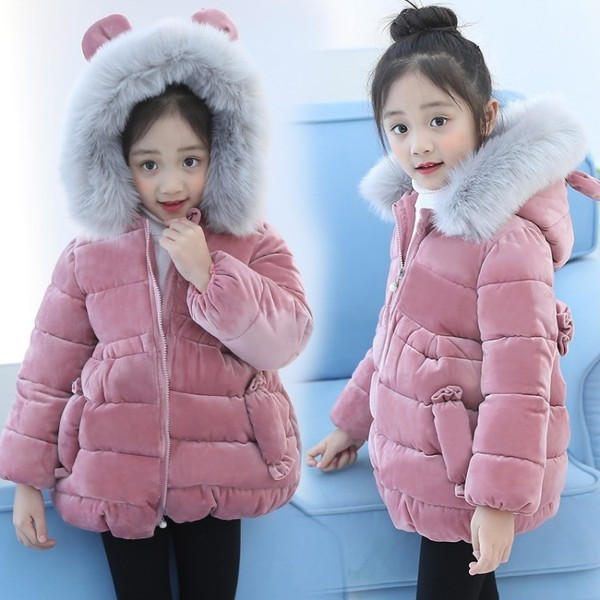 Modern, lányoknak készült gyerekkabát, két színben pehelytal