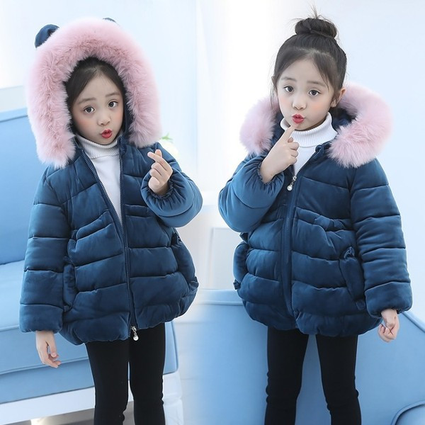 Modern, lányoknak készült gyerekkabát, két színben pehelytal