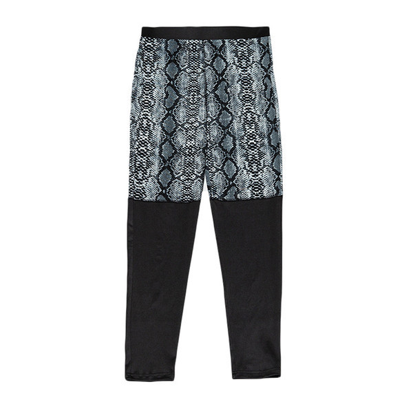 Női sport leggings magas derékkal, állatmintával fekete színben