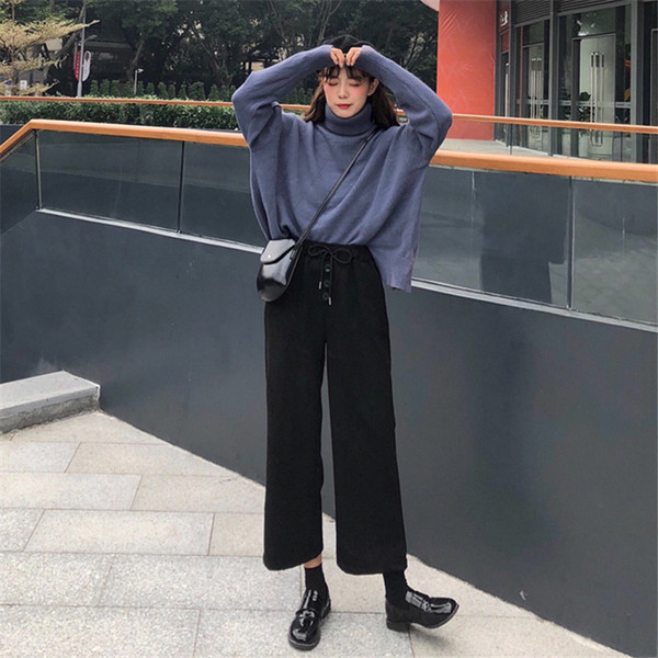 Női nadrág két színben elasztikus derékkal - széles modell