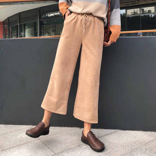 Női nadrág két színben elasztikus derékkal - széles modell