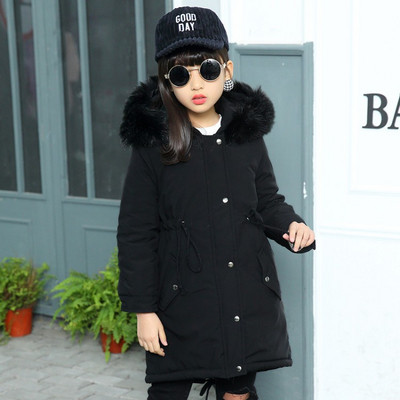 Geaca de copii model nou pentru fete in gri si negru cu nasturi si cravate