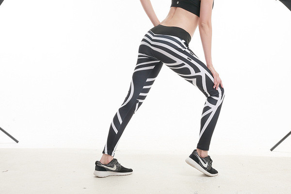 Sport női hosszú leggings magas derékkal, fekete színben