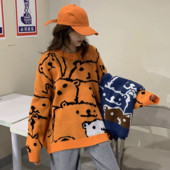 Γυναικείο φαρδ`υ  πουλόβερ σε δύο χρώματα με ωοειδές λαιμόκοψη