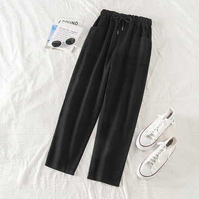 Дамски  ежедневен панталон с ластик в бял и черен цвят