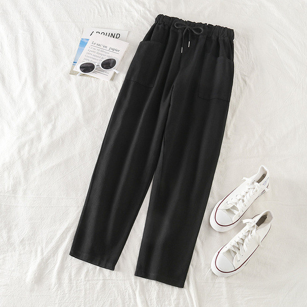 Дамски  ежедневен панталон с ластик в бял и черен цвят