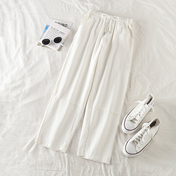 Дамски  ежедневен панталон с ластик в бял и черен цвят