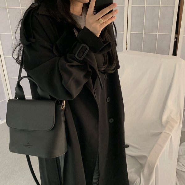 Női hosszú kabát övvel két színben - barna és fekete