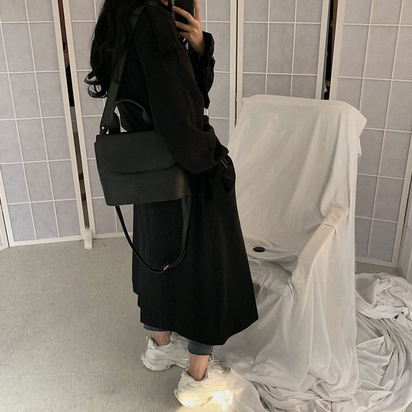 Női hosszú kabát övvel két színben - barna és fekete