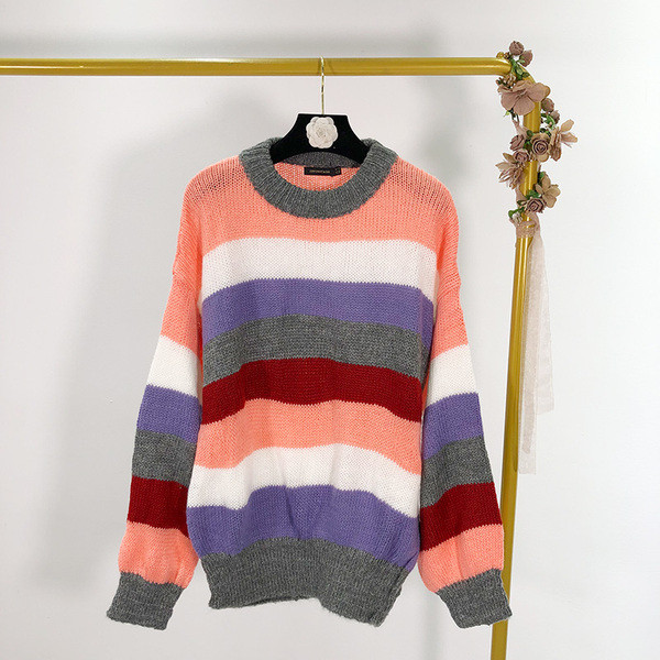 Hosszú csíkos pulóver - sima modell