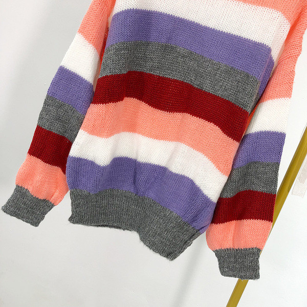 Hosszú csíkos pulóver - sima modell