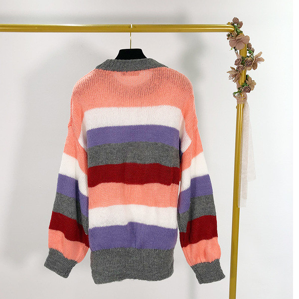 Hosszú csíkos pulóver - sima modell