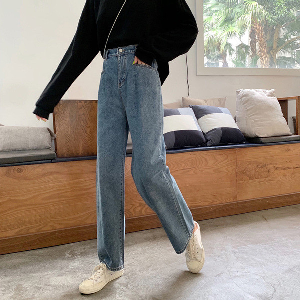 Női alkalmi farmer, kék egyenes modellben