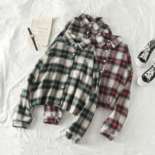 Alkalmi női kockás ing gallérral, három színben