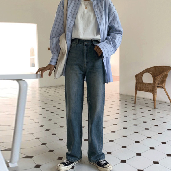 Alkalmi női farmer kék színben - egyenes modell