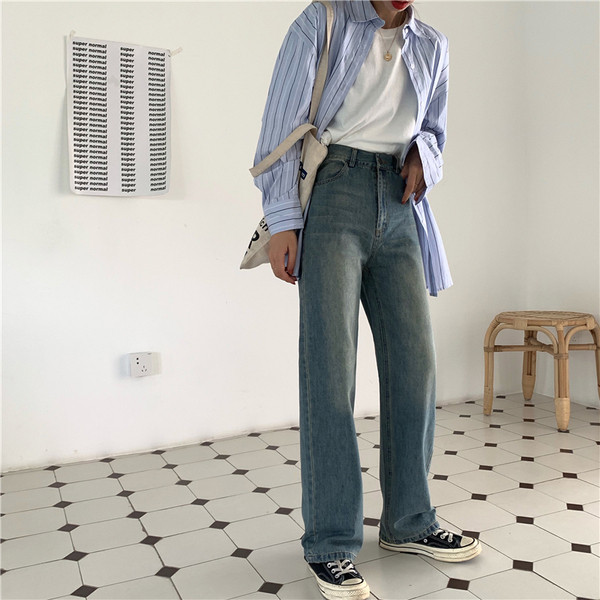 Alkalmi női farmer kék színben - egyenes modell