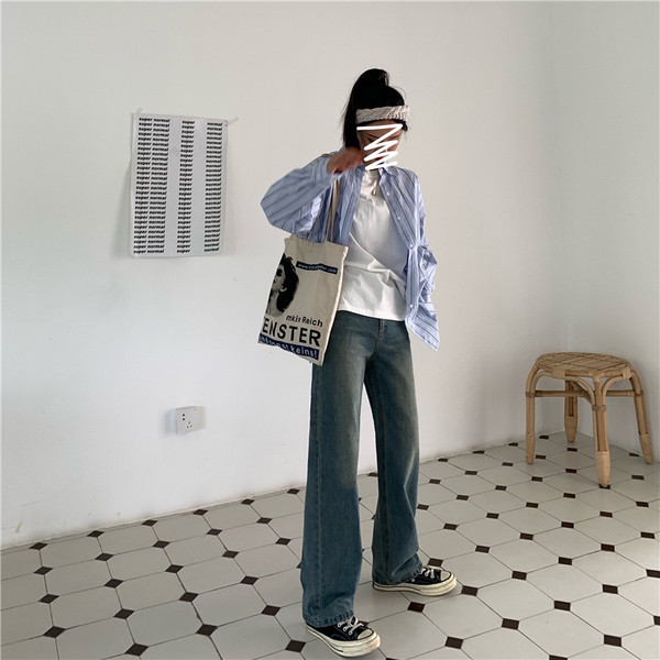 Alkalmi női farmer kék színben - egyenes modell