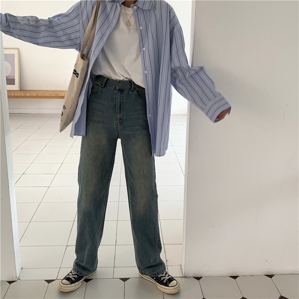 Alkalmi női farmer kék színben - egyenes modell