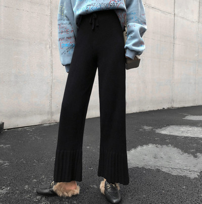 Дамски панталон в два цвята - сив и черен с еластична талия