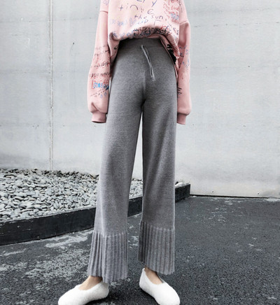 Дамски панталон в два цвята - сив и черен с еластична талия