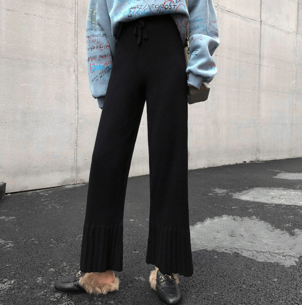 Дамски панталон в два цвята - сив и черен с еластична талия