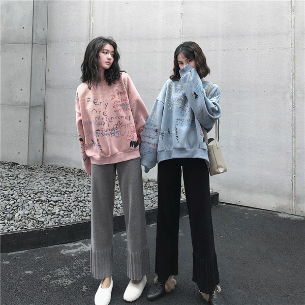 Дамски панталон в два цвята - сив и черен с еластична талия