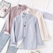 Új modell női csíkos ing klasszikus gallérral és több színben hímzéssel