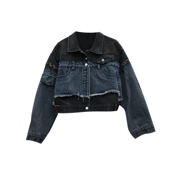 Modern női farmerdzseki széles modell kék színben