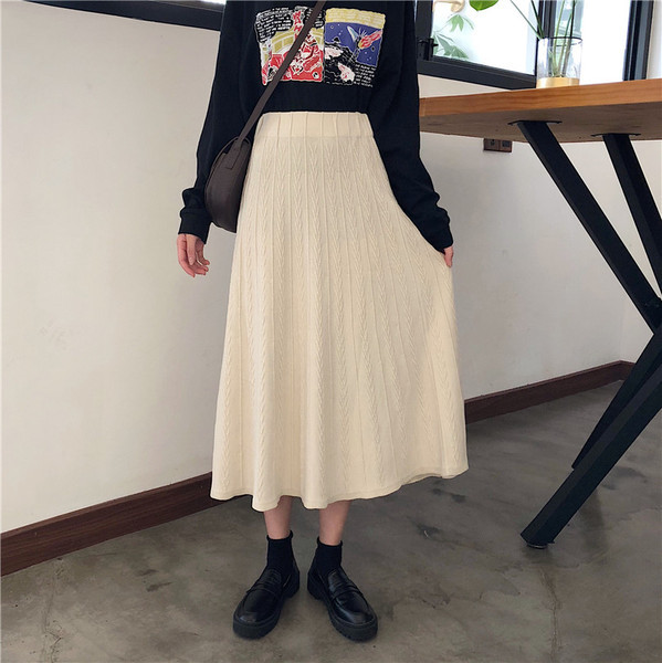 Női lezser szabású szoknya magas derékkal, két színben