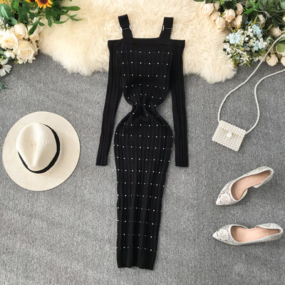 Új modell női hosszú ruha csupasz vállval, különböző színekben