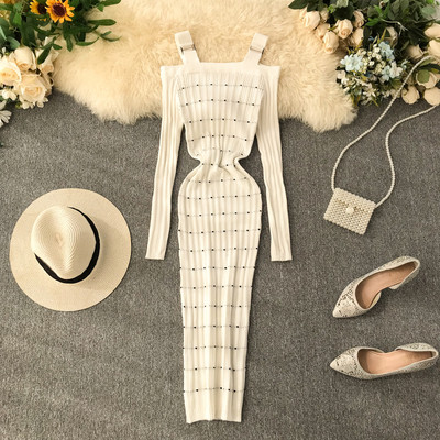 Új modell női hosszú ruha csupasz vállval, különböző színekben