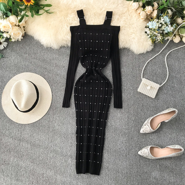 Új modell női hosszú ruha csupasz vállval, különböző színekben