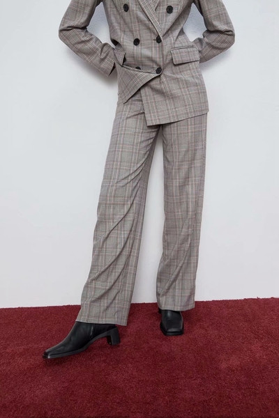 Hosszú kockás nadrág magas derékkal - egyenes modell