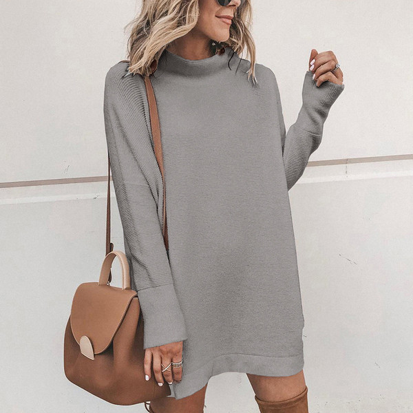 Rochie moderna de dama cu guler polo - model lat in mai multe culori