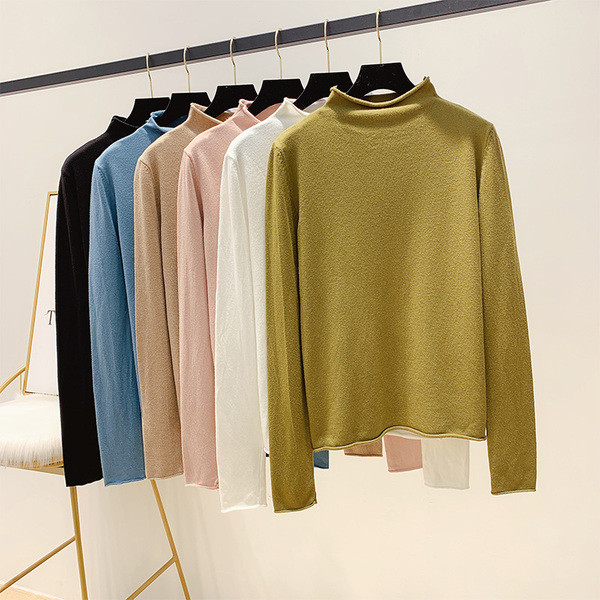 Bluza de dama cu guler inalt in mai multe culori diferite