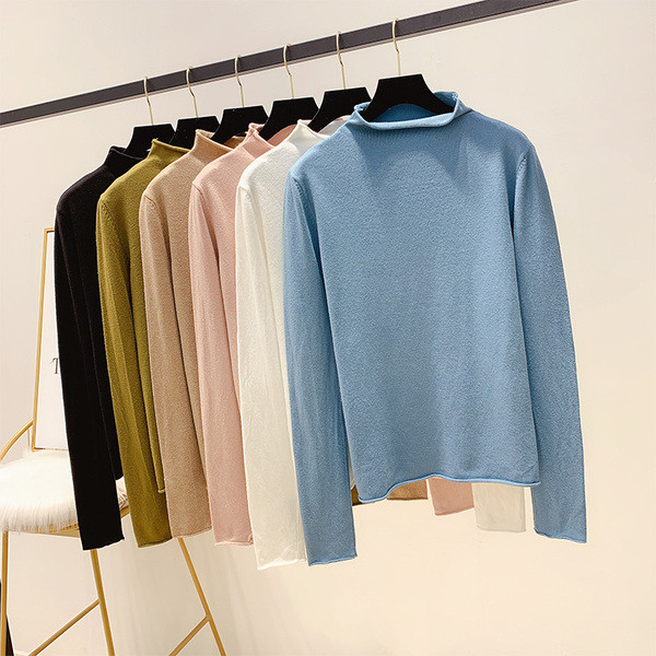 Bluza de dama cu guler inalt in mai multe culori diferite