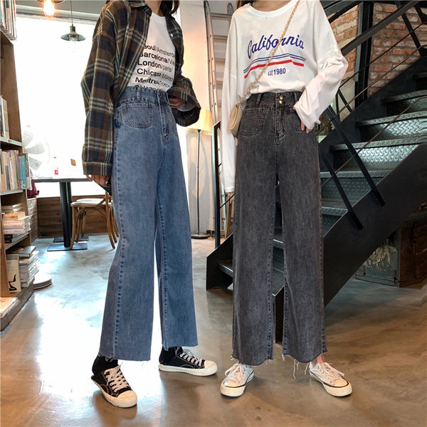 Női alkalmi farmernadrág két színben - kék és szürke