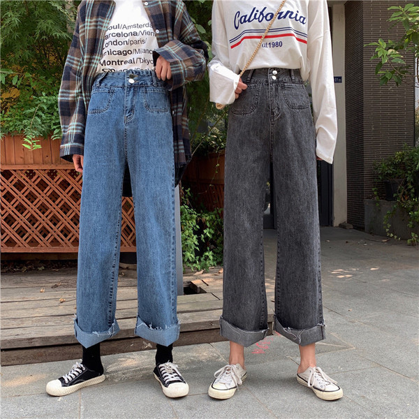 Női alkalmi farmernadrág két színben - kék és szürke