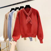 Női blúz hosszú ujjal, pöttyös gallérral több színben