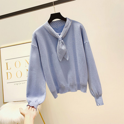 Női blúz hosszú ujjal, pöttyös gallérral több színben