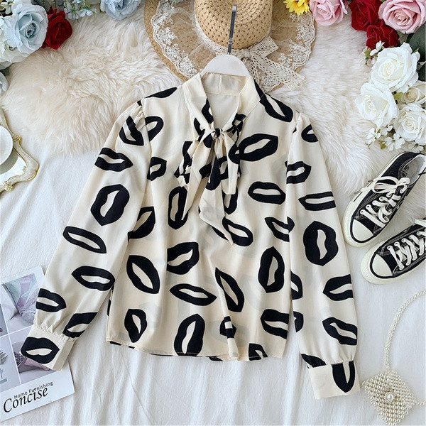 Naprakész női ing szalaggal és színes mintával