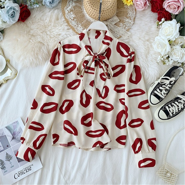 Naprakész női ing szalaggal és színes mintával